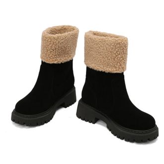 Generic Womens Winter Boots with A Warm Fleece Collar, Lined Ankle Boots in A Suede Look with A Non-Slip Tread Sole, Comfortable Snow Boots for Cold Days,Blac