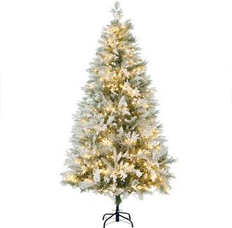 HOMCOM Homcom &Aacute;rbol De Navidad Artificial 180 Cm Con 300 Luces Led Blancas C&aacute;lidas &Aacute;rbol De Navidad Nevado Con 577 Ramas Base Plegable