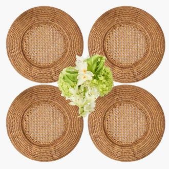 Mrs. Alice Rattan Charger Plates in Brown at Nordstrom