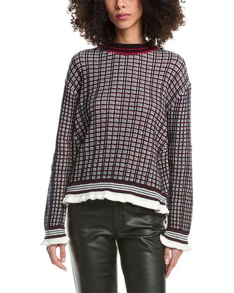 3.1 Phillip Lim Plaid Jacquard Open Back Wool-Blend Pullover