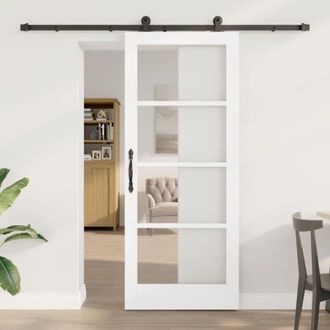 vidaXL Vidaxl - Puerta Corredera Manual Blanco 83 X 202 Cm Madera Y Metal