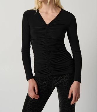 Joseph Ribkoff Silky Knit Fitted Long Sleeve Top In Black