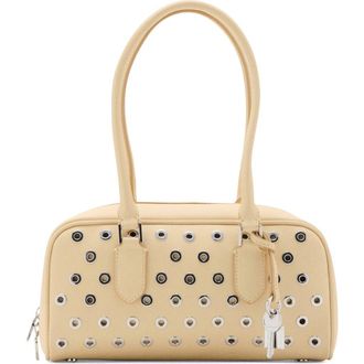 Mango Faux Leather Eyelets Bowling Bag in Vanilla at Nordstrom