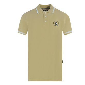 Aquascutum Embossed A Tipped Beige Polo Shirt