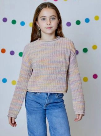 Design History Girls Rainbow Combo Sweater In Multi