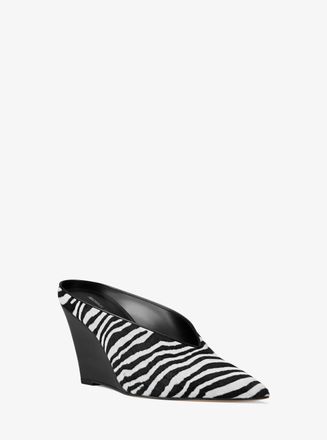 Michael Kors Xandra Zebra Print Calf Hair Wedge Mule