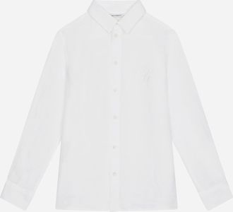 Dolce & Gabbana Linen Shirt With Dg Embroidery - Man White Linen 10 Years