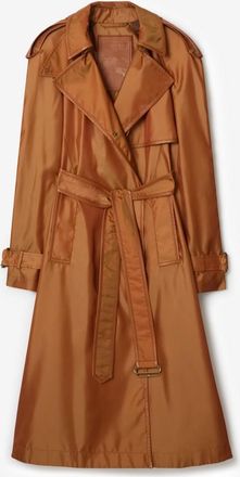 Burberry Long Nylon Blend Hooded Trench Coat