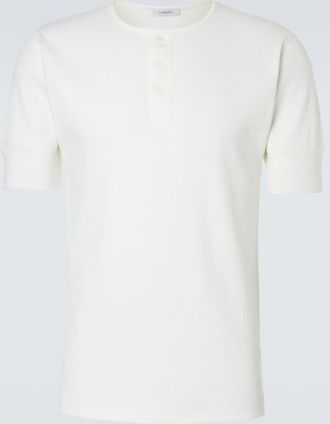 Christophe Lemaire Cotton and linen jersey Henley shirt