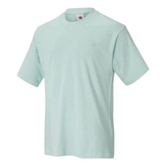 adidas Mens adidas originals Series Solid Color Micro Mark Embroidered Casual Round Neck Short Sleeve Light Green T-Shirt HC8580