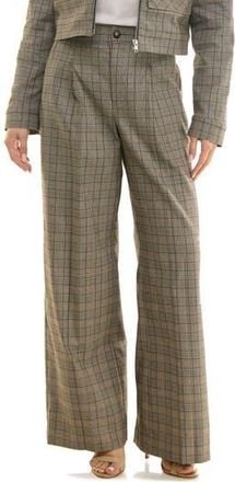 Socialite Plaid Pleated Front Wide Leg Pants in Brown/Red Plaid at Nordstrom Rack, Size X-Large