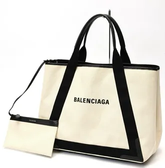 Balenciaga Black Canvas Leather Tote Bag (Pre-Owned)
