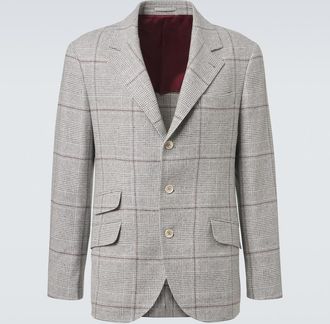 Brunello Cucinelli Checked silk, wool, and cashmere blazer