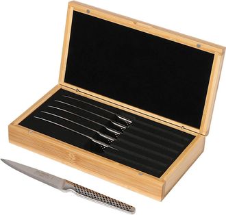 Global 6-Piece Steak Knife Set with Bamboo Box