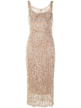 Dolce & Gabbana beaded sheath dress - women - Silk/Elastane/Polyamide - 44 - Neutrals