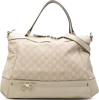 Gucci Beige Leather Shoulder Bag Tote Bag (Pre-Owned)