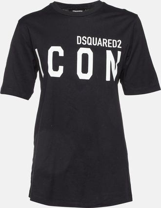 Dsquared2 Black Logo Printed Icon Cotton Regular Fit T-Shirt