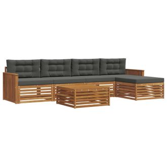 vidaXL Conjunto De Sof&aacute;s De Exterior 6 Pcs Natural Y Antracita Vidaxl