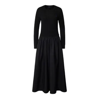 Polo Ralph Lauren Kleedjes, Dames, Zwart, M, Katoen, Abito in lana e cotone
