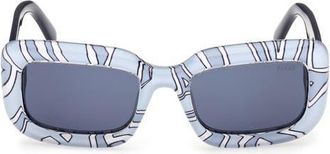 Emilio Pucci 52mm Rectangular Sunglasses in Blue Labrinto Print at Nordstrom