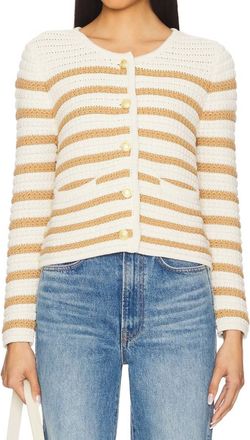 Paige Oberon Button Front Cardigan In Ivory/biscotti
