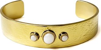 Panacea Hammered Circle Cuff Bracelet in White at Nordstrom