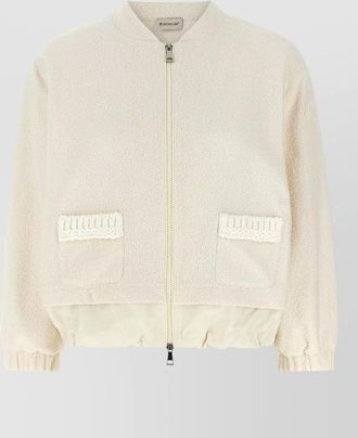 Moncler boucl&eacute; knit jacket elasticated hem pockets