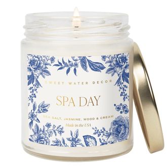 Sweet Water Decor 9oz Clear Jar Glass Candle - Patterned Label in Spa Day at Nordstrom