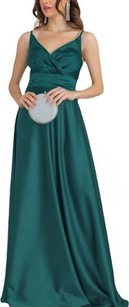 Juliet Spaghetti Strap Evening Dress In Jade