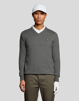 Lyle & Scott Lyle And Scott Mens Cotton Blend V-Neck Jumper - Grey - Size: 38