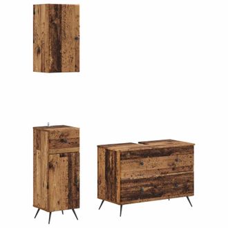 vidaXL Juego De Armarios De Ba&ntilde;o De 3 Piezas Breda Madera Envejecida Vidaxl
