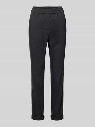 Marc Cain Regular Fit Hose aus Leinen-Mix mit elastischem Bund in Black, Gr&ouml;&szlig;e 34