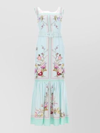 Self Portrait midi dress floral print belted waist