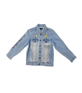 Ed Hardy Womens Brave Eagle Denim Jacket In Light Wash