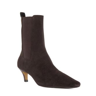 Dune London Womens Ladies Wf Odele - Wide Fit Chisel Toe Kitten Heel Chelsea Ankle Boo - Brown Suede - Size UK 3