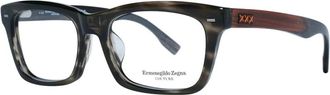 Ermenegildo Zegna Accessoires, Heren, Bruin, ONE Size, Grijze Rechthoekige Optische Brillen