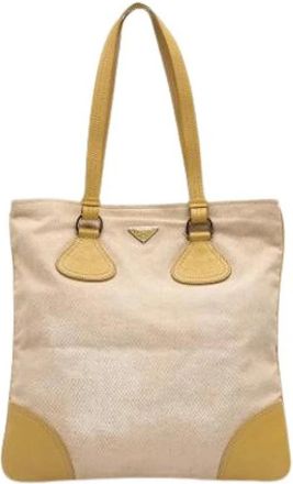 Prada Pre-owned Tote Bag - Dames - Vintage Shopper - Beige - ONE Size - Leer - Vintage
