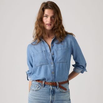 Levi's Aspen Utility Long Sleeve Shirt - Womens - L - Blue