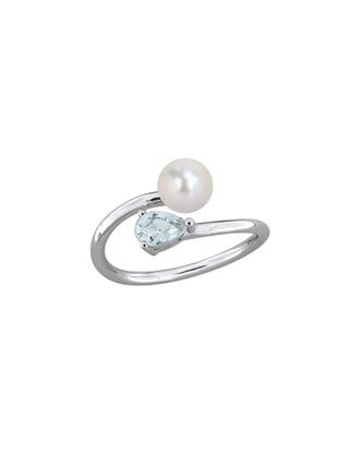 Rina Limor Silver 0.40 ct. tw. Gemstone & 6-6.5mm Pearl Ring
