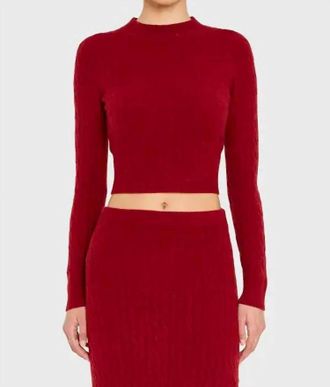 Amanda Uprichard Isla Cable Knit Top In Carnelian