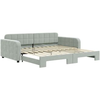 vidaXL Sof&aacute; Cama Nido Terciopelo Gris Claro 100x200 Cm Vidaxl