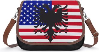 Generic Albanian & U.S. Flag Fashion Womens Crossbody Bags Novelty Handbag Shoulder Bag Purse