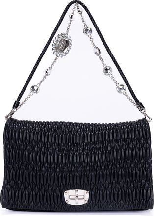 Miu Miu Pre-owned Womens Crystal Cloque Shoulder Bag - Black - One Size