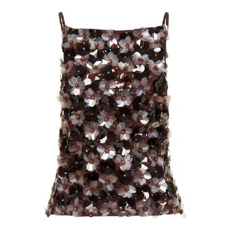 P.A.R.O.S.H. Sleeveless Tops, female, Brown, Size: XS Blouse with Flower Appliqu&eacute;