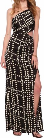 Heartloom Nyx One Shoulder Dress In Black/white Dot