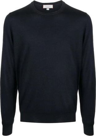 Canali Marineblauwe trui - Heren - Sweatshirts - Zwart - L - Wol - Hoodies & sweatvesten