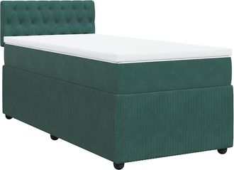 vidaXL Giroletto A Molle Con Materasso Verde Scuro 90x200 Cm Velluto - Vidaxl