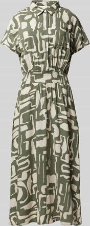 Apricot Midikleid mit Smok-Details in Khaki, Gr&ouml;&szlig;e XXL