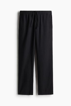 H&M Hose aus Leinenmix in Regular Fit - Schwarz