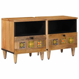 vidaXL Armario De Noche Con Caj&oacute;n 2 Pcs Natural 40 X 33 X 46 Cm Vidaxl